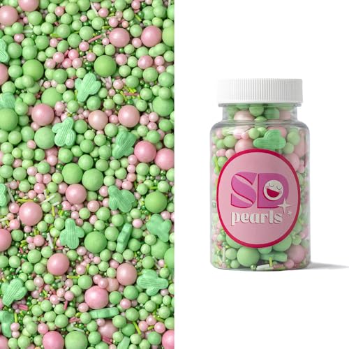 SD Pearls Zuckerstreusel,Bunter Streuselmix,Streudekor für Torten,Cupcakes,Zuckerwatte,Cake Pops und Desserts-Zuckerstreusel für Babypartys,Kindergeburtstagsfeiern (Mix „Сooler Kaktus“, 1000g) von SD Pearls