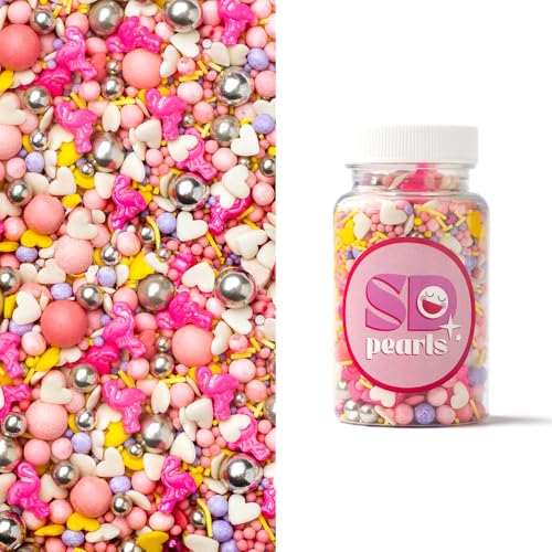 SD Pearls Zuckerstreusel,Bunter Streuselmix,Streudekor für Torten,Cupcakes,Zuckerwatte,Cake Pops und Desserts-Zuckerstreusel für Babypartys,Kindergeburtstagsfeiern (Mix „Flamingo“, 1000g) von SD Pearls