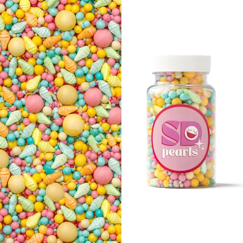 SD Pearls Zuckerstreusel,Bunter Streuselmix,Streudekor für Torten,Cupcakes,Zuckerwatte,Cake Pops und Desserts-Zuckerstreusel für Babypartys,Kindergeburtstagsfeiern (Mix „Ice Cream Note“, 100g) von SD Pearls