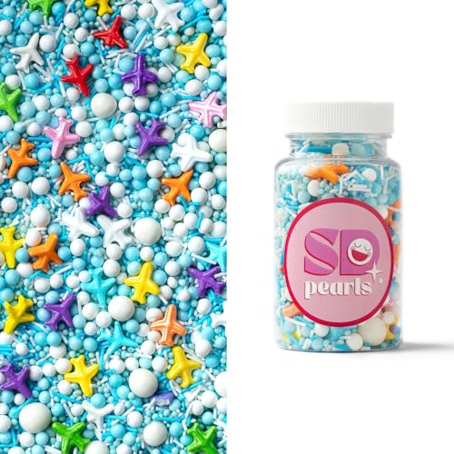 SD Pearls Zuckerstreusel,Bunter Streuselmix,Streudekor für Torten,Cupcakes,Zuckerwatte,Cake Pops und Desserts-Zuckerstreusel für Babypartys,Kindergeburtstagsfeiern (Mix „Im Himmel“, 1000g) von SD Pearls