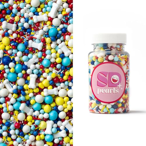 SD Pearls Zuckerstreusel,Bunter Streuselmix,Streudekor für Torten,Cupcakes,Zuckerwatte,Cake Pops und Desserts-Zuckerstreusel für Babypartys,Kindergeburtstagsfeiern (Mix „My Doggy“, 100g) von SD Pearls