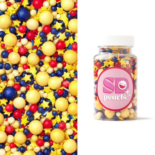 SD Pearls Zuckerstreusel,Bunter Streuselmix,Streudekor für Torten,Cupcakes,Zuckerwatte,Cake Pops und Desserts-Zuckerstreusel für Babypartys,Kindergeburtstagsfeiern (Mix „Super Hero“, 1000g) von SD Pearls
