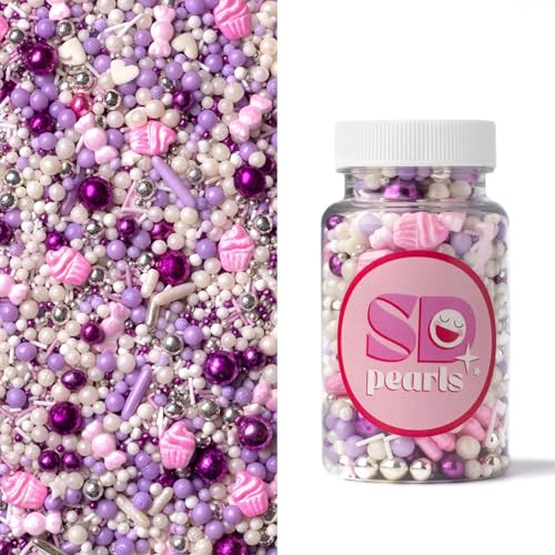 SD Pearls Zuckerstreusel,Bunter Streuselmix,Streudekor für Torten,Cupcakes,Zuckerwatte,Cake Pops und Desserts-Zuckerstreusel für Babypartys,Kindergeburtstagsfeiern (Mix „Träume weiter“, 100g) von SD Pearls