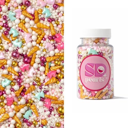 SD Pearls Zuckerstreusel,Bunter Streuselmix,Streudekor für Torten,Cupcakes,Zuckerwatte,Cake Pops und Desserts-Zuckerstreusel für Babypartys,Kindergeburtstagsfeiern (Mix „Wunder-Einhorn“, 500g) von SD Pearls