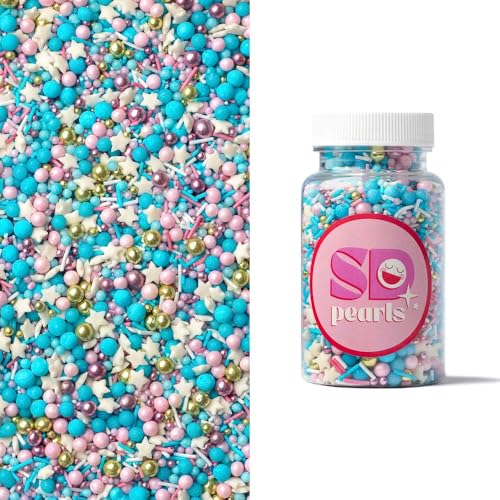 SD Pearls Zuckerstreusel,Bunter Streuselmix,Streudekor für Torten,Cupcakes,Zuckerwatte,Cake Pops und Desserts-Zuckerstreusel für Babypartys,Kindergeburtstagsfeiern (Mix „Zuckerwatte“, 1000g) von SD Pearls