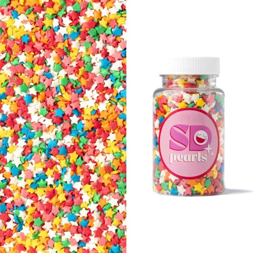 SD Pearls Zuckerstreusel,Bunter Streuselmix,Streudekor für Torten,Cupcakes,Zuckerwatte,Cake Pops und Desserts-Zuckerstreusel für Babypartys,Kindergeburtstagsfeiern (Sterne-Mehrfarbige, 400g) von SD Pearls