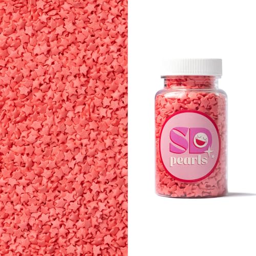 SD Pearls Zuckerstreusel,Bunter Streuselmix,Streudekor für Torten,Cupcakes,Zuckerwatte,Cake Pops und Desserts-Zuckerstreusel für Babypartys,Kindergeburtstagsfeiern (Sterne-Rosa, 400g) von SD Pearls