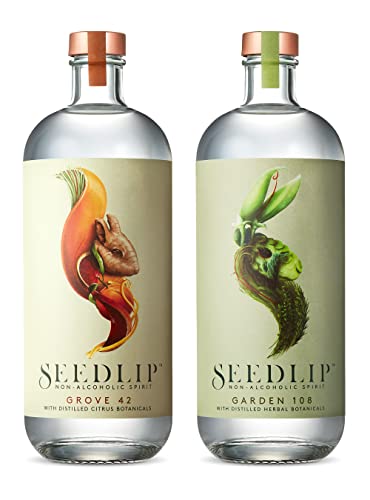 Seedlip Garden + Seedlip Grove | erfrischend-alkoholfreie Gin-Alternativen | in zwei Geschmacksvarianten | für nicht-alkoholische Cocktails & Longdrinks | 0,0% vol | 2 x 700ml Einzelflaschen | von SEEDLIP