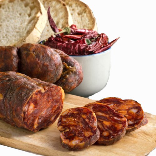 Soppressata von Kalabrien rot Wurst Italienische Salami mit kalabrischer Chili 350gr mit heißen Pfeffer Qualitätsprodukt Sfizi di Calabria von SFIZIDICALABRIA.COM PRODOTTI TIPICI CALABRESI