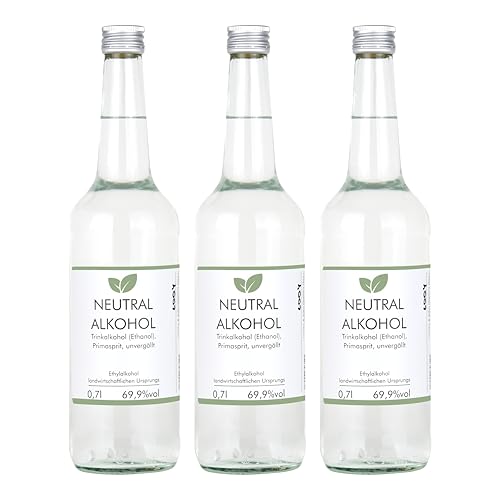 3x 700 ml Weingeist/Primasprit/Neutralalkohol/Trinkalkohol/Ethanol unvergällt 69,9% vol - zum Ansetzen von Likören, Gin oder Tinkturen - Basis für Desinfektionsmittel 3x 700 ml Weingeist/Primasprit/Neutralalkohol/Trinkalkohol/Ethanol unvergällt 69,9% vol - zum Ansetzen von Likören, Gin oder Tinkturen - Basis für Desinfektionsmittel von SHADOWS