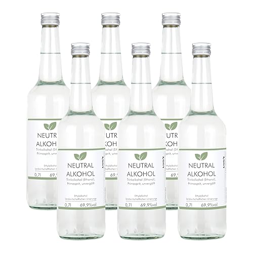 6x 700 ml Weingeist/Primasprit/Neutralalkohol/Trinkalkohol/Ethanol unvergällt 69,9% vol - zum Ansetzen von Likören, Gin oder Tinkturen - Basis für Desinfektionsmittel 6x 700 ml Weingeist/Primasprit/Neutralalkohol/Trinkalkohol/Ethanol unvergällt 69,9% vol - zum Ansetzen von Likören, Gin oder Tinkturen - Basis für Desinfektionsmittel von SHADOWS