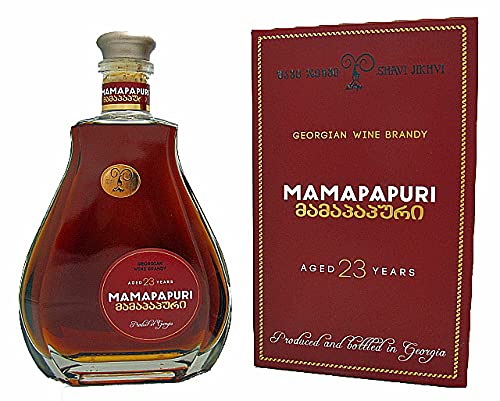 Georgischer Weinbrand MAMAPAPURI, 23 Jahre Alt, 40%, 0,7Liter, aus autochthone georgische Rebsorte Rkatsiteli, Appellation Kvareli, JSC Corporation Kindzmarauli (gegründet 1533), Georgien von SHAVI JIKHVI