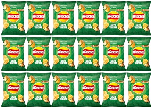 Walkers Salt & Vinegar Crisps Kartoffelchips mit Salz- und Essiggeschmack Box 18x 70g – importiert von Shestore24 von SHESTORE24