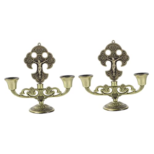2 Stück Christliche Kirche Kerzenständer Kerzenhalter Zinklegierung Kunsthandwerk(As Shownx2pcs) von SHOUKAII