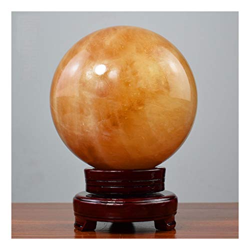 Auto-Dekoration, Fengshui-Ornamente, Kristallkugel, gebrochene gelbe Kristallkugel, Büro, glückliche Kugel, Kugel, Steinschnitzerei, poliertes Geschenk, Ornamente for Meditation, Heilung,(10cm) von SHOUKAII