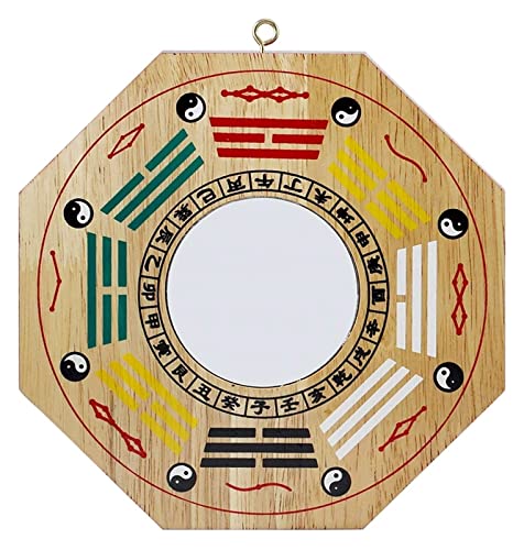 Chinesischer Feng Shui-Klatschspiegel, Vintage konvexer konkaver Bagua-Spiegel, traditioneller Spiegel Bagua-Spiegel aus natürlichem Pfirsichholz, for Schutz Klatschspiegel(13cm) von SHOUKAII