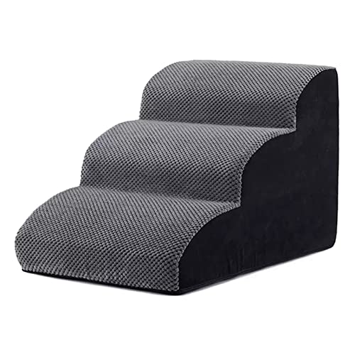 SHOUKAII Extra breite 40 cm große Hundetreppe und Stufen, Haustierrampe for hohe Betten, große Hunde, 4-Stufen-Rampe, Haustierleiter mit Rutschfester Unterseite, Grau(40x40x30cm) von SHOUKAII