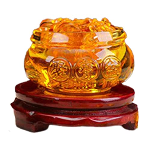 SHOUKAII Feng Shui chinesischer Kristall, goldene Barren, Glas, gelb, Reichtum, Statue, Dekoration, Feng Shui Chinesisch(10cm Cornucopia) von SHOUKAII