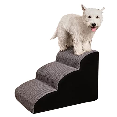 SHOUKAII Haustiertreppe for Katzen, um ins Bett zu gelangen, rutschfeste Hundetreppe for Couch/Innenraum/Schlafzimmer/Ecke, 30/35/40 cm hoch, hochdichter Schaumstoff(40x56x35cm) von SHOUKAII