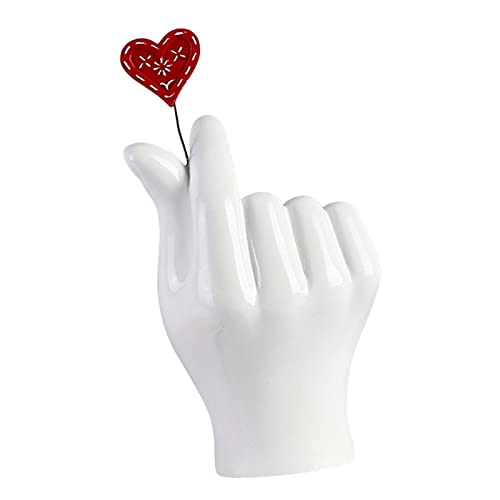 SHOUKAII Herzform Fingergeste Statue Liebe Handgeste Figur Home Office Hotel Dekoration Hochzeit Jahrestage Geschenk(White) von SHOUKAII
