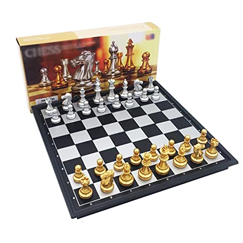 Hochwertiges magnetisches Schachspiel, 13 Zoll große tragbare Schachkammer mit Klappbrett, for Kinder, Anfänger, Studenten, Erwachsene, Schachbrettschach(Medium) von SHOUKAII