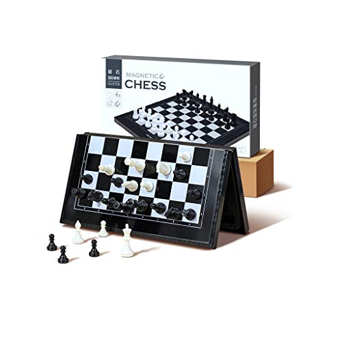 Magnetisches Reiseschachspiel mit klappbarem Schachbrett, tragbares klappbares Schachbrett aus Kunststoff, Schachregeln for Anfänger, Reiseschachbrettspielsets, Spiel for Erwachsene und Kinderschach von SHOUKAII