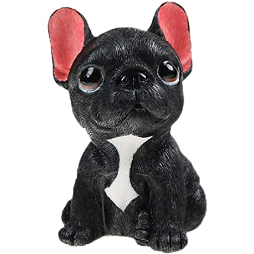 Niedliche französische Welpenfigur, Kunstharz, Tierskulptur, Tischdekoration for Zuhause, Outdoor, Garten, Rasen, Hof, Dekoration, schöne Statue, Geschenk, französische Figur, Spielzeug(Black) von SHOUKAII