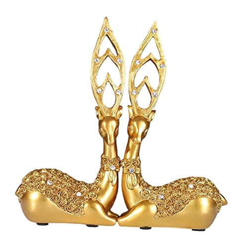 SHOUKAII Paar-Hirsch-Statue, einzigartiges Kunstwerk, Sammlerstück, Esszimmer, Schlafzimmer, Heimdekoration, Hochzeit(Small Gold) von SHOUKAII