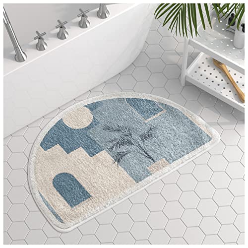 SHOUKAII Rutschfester, gebogener Badteppich, weicher Eckbadematten-Teppich, fächerförmige Fußpolster, stark wasserabsorbierend, maschinenwaschbar,B,60X90cm(A,60X90cm) von SHOUKAII