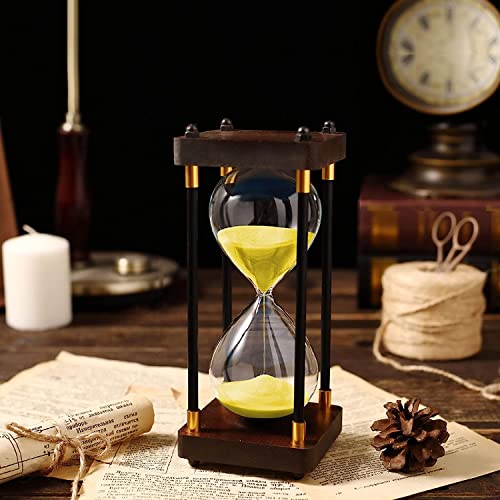 SHOUKAII Vintage Glas-Sanduhr-Timer, Sanduhr-Sanduhr, Sanduhr-Sanduhr-Timer, Zeitmanagement-Assistent, helfen Sie Kunden, ihren Namen auf der Sanduhr zu gravieren ((Yellow,15 Minutes) von SHOUKAII