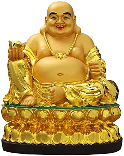 SHOUKAII Weiping – Feng Shui-Statue, Buddha-Statue, Figur, glückliche Buddha-Statue mit goldenem Barren for Feng Shui-Skulptur, Dekorationen, Segensgeschenk von SHOUKAII