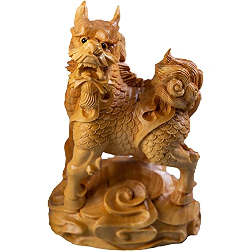SHOUKAII Weiping – Kirin-Skulptur mit kreativem Design, Glückstier, Holzschnitzerei, Feng Shui, Heimdekoration, Innenstatue von SHOUKAII
