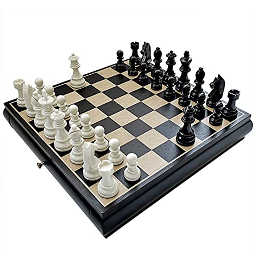 Schach mit großer Schublade, Aufbewahrungsort for Einzelschach, magnetisches Schachbrett aus Holz, das Beste for Kinder-, Kinder- und Erwachsenenschach von SHOUKAII