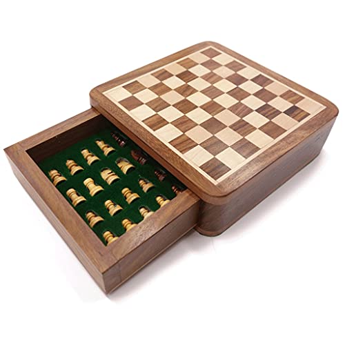 Super kleines süßes Mini-Schach, Flaggenbox aus Holz, Schachfiguren können separat aufbewahrt werden, Reise-Kawaii-Stil, 13,513,5 cm, Geschenk for Kinderschach(5.1) von SHOUKAII