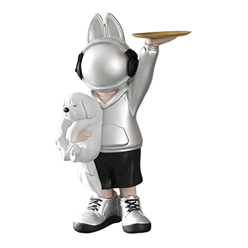SHOUKAII Tier Statue Lagerung Tablett Figur Einfache Kreative Tablett Büro Esszimmer Hause Multifunktionale Lagerung Dekoration(Silver) von SHOUKAII