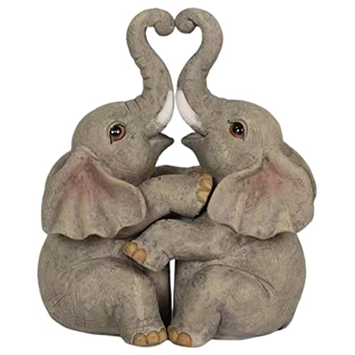 SHOUKAII Tierstatue aus Kunstharz, Tierfigur, gegenseitige Umarmung, Arbeitsplatte, Nachttisch, Gartendekoration, Büro, Zuhause, süße Dekoration(Elephant) von SHOUKAII