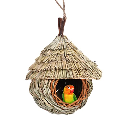SHOUKAII Vogelnest, handgewebtes Stroh, Vogelhütte, for Aufhängen, kleines Vogelhaus, Käfigzubehör SHOUKAII Vogelnest, handgewebtes Stroh, Vogelhütte, for Aufhängen, kleines Vogelhaus, Käfigzubehör von SHOUKAII