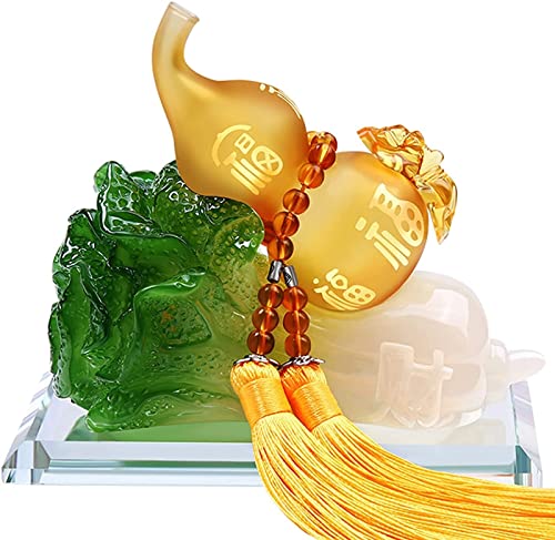 Weiping – Feng-Shui-Statue, Kürbis-Statue, Feng-Shui-Figur Hu Lu mit Chinakohl, Skulpturen, Wohlstand, Zuhause, Auto, Dekoration, Geschenk, Segen, Geschenk(A) von SHOUKAII