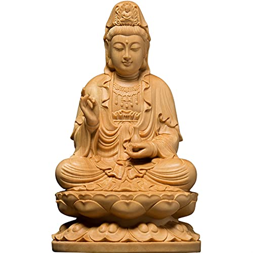 Weiping - Kreatives Design Guanyin-Skulptur, Holzschnitzerei, Buddha-Statue, Lotus-Guanyin-Statue, Feng Shui-Dekoration, Heimdekoration, Innenstatue(B 13CM) von SHOUKAII