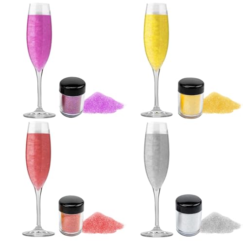 Essbarer Glitzer Set,Glitzer Essbar,4 Farben Glitzerpulver für Getränke,Edible Glitter for Drinks,Lebensmittel Glitzer,Glitzer für Cocktails,Liköre,Kuchen,Fondant von SHOWHEEL