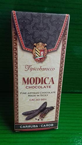 100% handwerklich hergestellte Modica-Schokolade, altes Rezept, erhältlich in verschiedenen Geschmacksrichtungen, 100 g - Johannisbrot von SICILIA BEDDA CAPACI