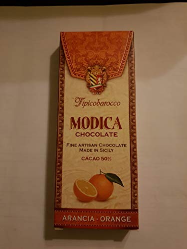 100% handwerklich hergestellte Modica-Schokolade, altes Rezept, erhältlich in verschiedenen Geschmacksrichtungen, 100 g - Orange von SICILIA BEDDA CAPACI