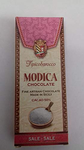 100% handwerklich hergestellte Modica-Schokolade, altes Rezept, erhältlich in verschiedenen Geschmacksrichtungen, 100 g - Salz von SICILIA BEDDA CAPACI