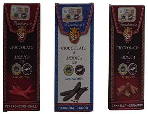 100% handwerklich hergestellte Modica-Schokolade, altes Rezept, erhältlich in verschiedenen Geschmacksrichtungen, 100 g - Zimt von SICILIA BEDDA CAPACI