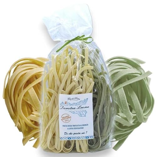Sizilianische handwerkliche Pasta – Tagliatelle aus Stroh und Heu (Weizengrieß und Spinat) – 500 g von SICILIA BEDDA CAPACI