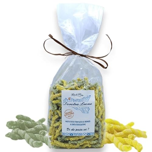 Sizilianische handwerkliche Pasta – Busiate Yellow and Green (Kurkuma und Spinat) – 500 g von SICILIA BEDDA CAPACI