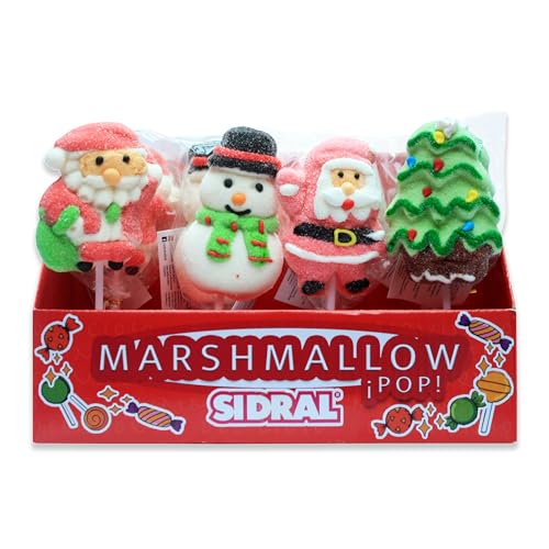 SIDRAL Marshmallow Weihnachtsspieße – Weihnachts-Süßigkeiten – Weihnachtsleckereien ohne Gluten, Allergene, festliche Süßigkeiten, 16 Stück von SIDRAL