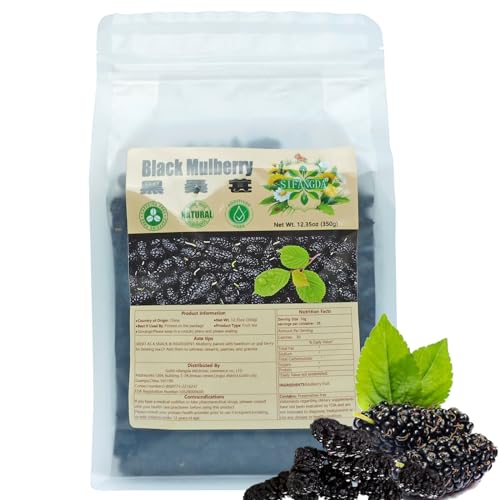 SIFANGDA Getrocknete schwarze Maulbeeren 黑桑葚 12.35oz(350g) Früchtetee Sonnengetrocknete Maulbeeren von SIFANGDA