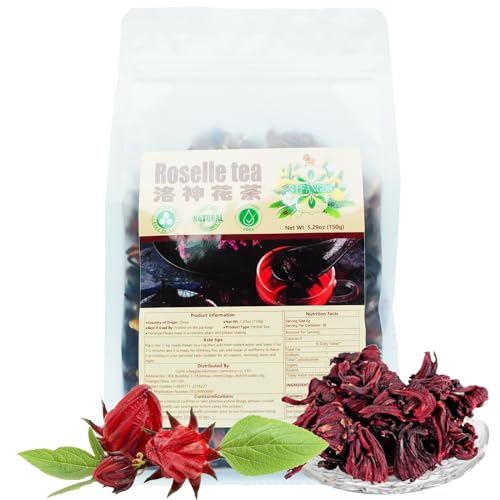 SIFANGDA Roselle 洛神花 5.29oz(150g) Hibiskusblüten Tee geschnitten und gesiebt verpackt im wiederverschließbaren Beutel von SIFANGDA