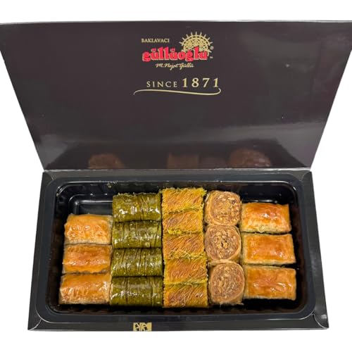Gulluoglu Türkische Baklava, sortiert, 18 Stück (600 g), 5 Sortimente, täglich frischer versand aus Istanbul von SINCE 1871 GÜLLÜOGLU
